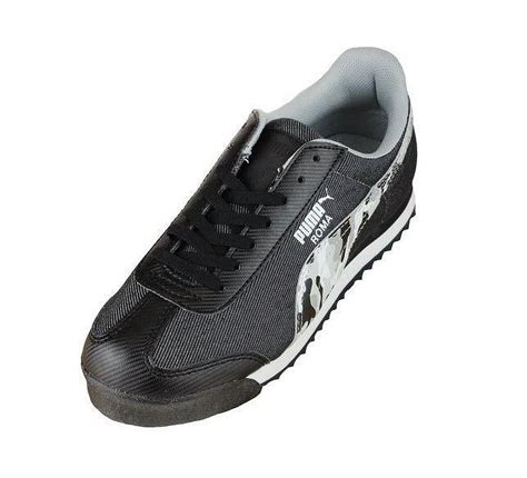 Puma Roma Denim Camo Kids Sneaker Shoes Black And Gray