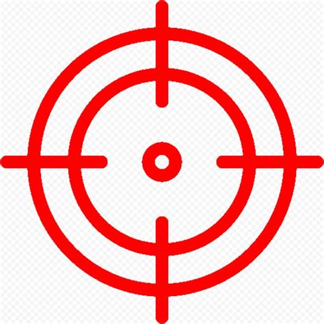 a red crosshaired target with an arrow in the center on a white background