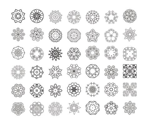 Vector Geometric Circular Ornament Set Doodle Patterns Ethnic PNG