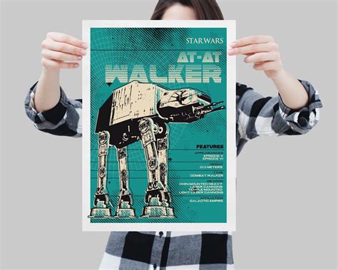 Star Wars At At Walker Poster Sci fi retro wall art print | Etsy