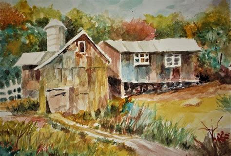 Old Country Barn in Autumn Setting Painting by Al Brown - Pixels