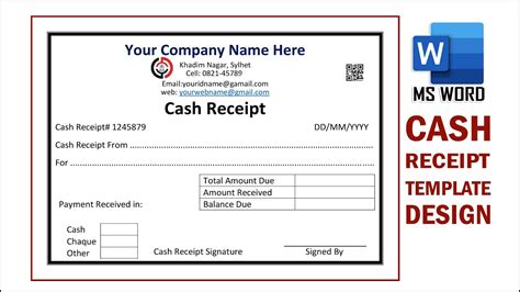 How To Create Payment Receipt Template Design In Microsoft Word 2022