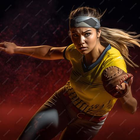 Premium Photo | Powerful Softball Dominator Beautiful Player Dominates ...