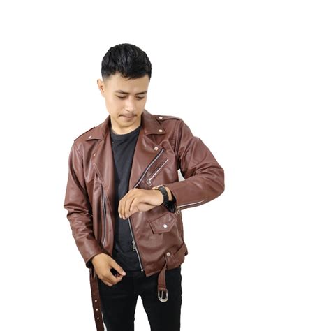 Jual Seander Cod Terlaris Jaket Semi Kulit Model Rock N Roll Pria