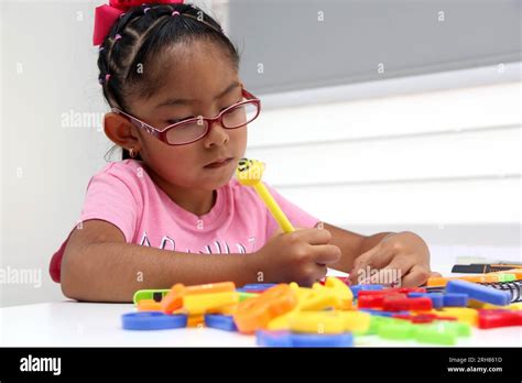 Year Old Brunette Latina Girl With Autism Spectrum Disorder ASD Like Asperger Rett And Heller