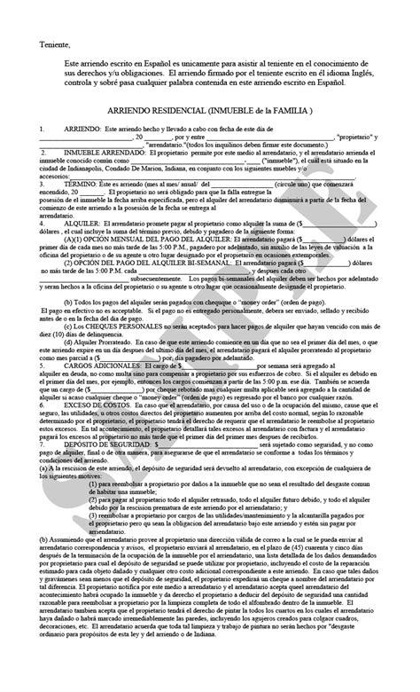 Printable Free Spanish Rental Agreement Template