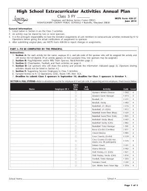 Fillable Online Mcps K Md Mcs Form High School Extracurricular