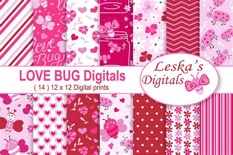 Cute Valentines Digital Paper 55921 Patterns Design Bundles