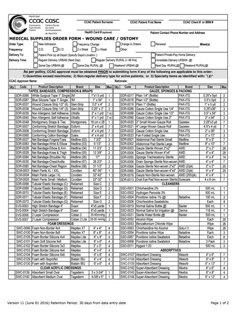 Fillable Online MEDICAL SUPPLIES ORDER FORM WOUND CARE OSTOMY Fax