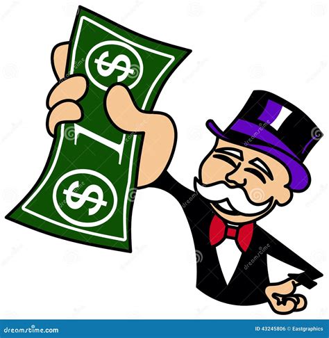 Monopoly Guy Holding One Dollar Bill Stock Vector Illustration Of