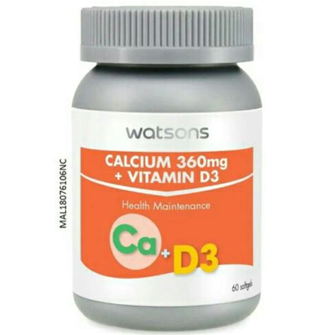 Watsons Calcium 360mg Vitamin D3 60 S Softgels Shopee Malaysia