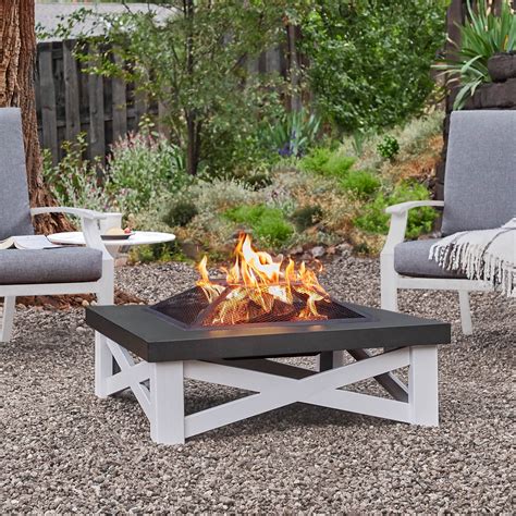 Austin Wood Burning Fire Table In White With Black Top By Real Flame