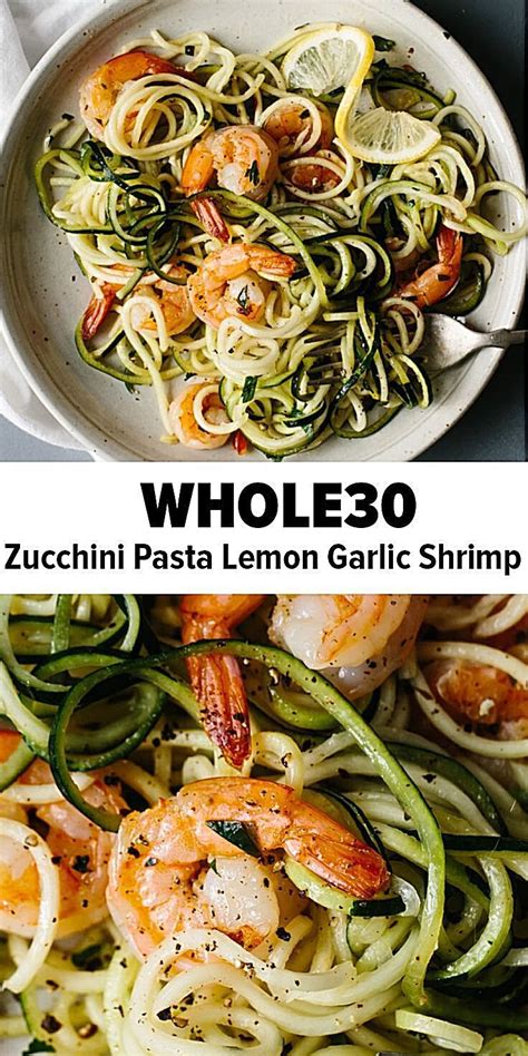 Zucchini Pasta With Lemon Garlic Shrimp And Spinach Pesto Is The