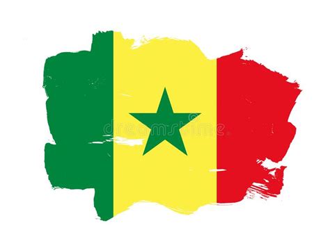 Painted Flag Of Senegal With Stroke Brush Effect On White Background