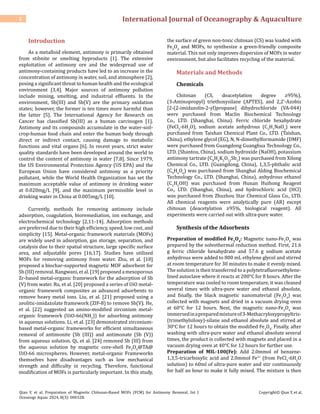 Preparation Of Magnetic Chitosan Based Mofs Fcm For Antimony Removal