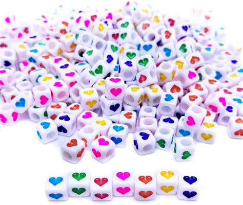 Amazon Amaney 400Pcs 6x6mm White Acrylic Colorful Heart Sheap Cube