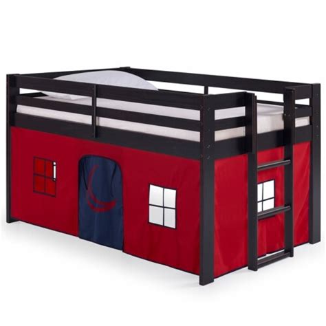 Jasper Twin Wood Jr Loft Bed Espresso Frame And Red Blue Bottom