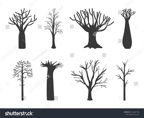 Naked Tree Winter Trees Silhouette Dead Stock Vector Royalty Free Shutterstock