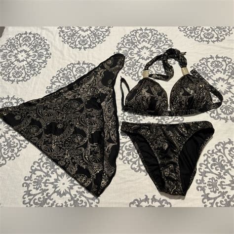 VENUS Swim Gold And Black Venus Goddess Bikini And Wrap Poshmark