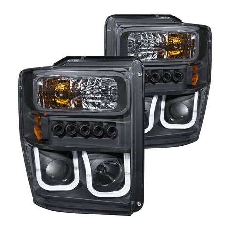 Anzo 111305 Black U Bar Projector Headlights With LED DRL