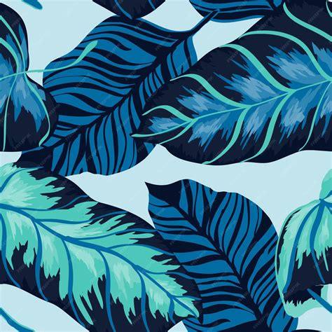 Premium Vector Azure Jungle Foliage Vector Seamless Pattern Gloss