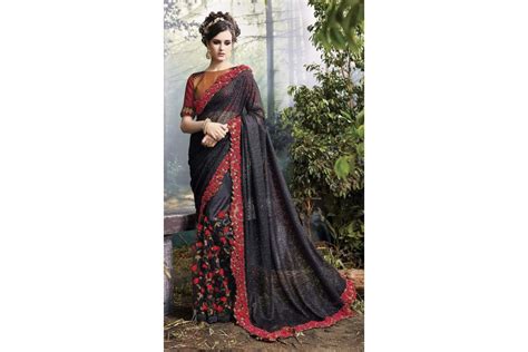 Party Wear Black Heavy Work Saree