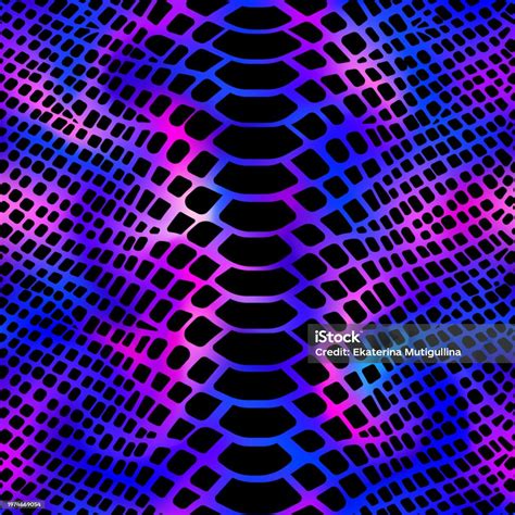 Trendy Dark Rainbow Snake Skin Vector Seamless Pattern Neon Wild Animal