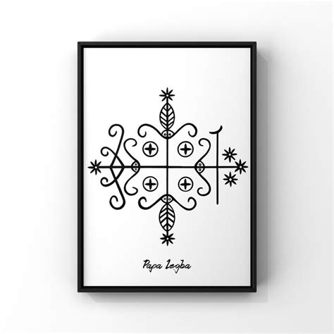 A Black And White Poster With An Ornate Design On It S Wall In The