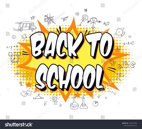 Inscription Back School Explosion Comic Style Stock Vector Royalty