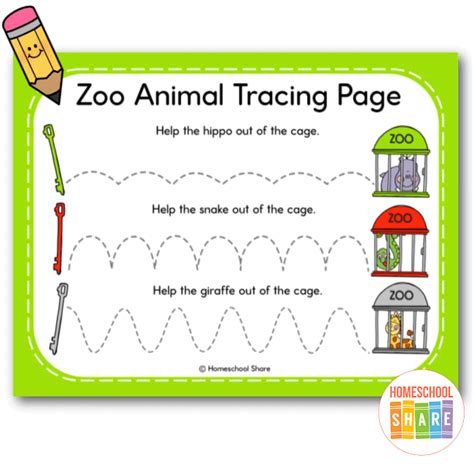 Free Zoo Tracing Lines Worksheets For Preschool Homeschool Share