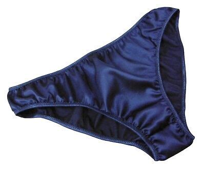 NAVY BLUE Shiny SATIN Panties Low Rise BIKINI BRIEFS Plain Simple Made France EBay