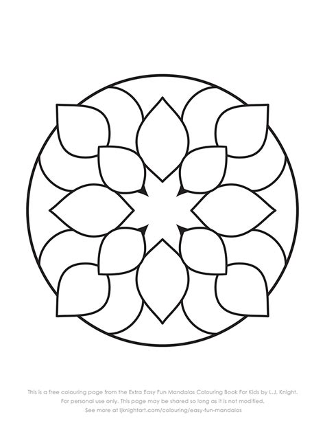 Free Very Simple Mandala Colouring Page For Kids Download Lj Knight Art