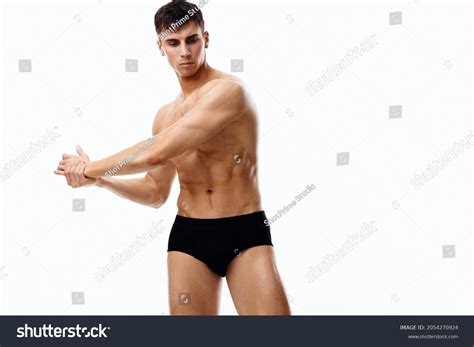 Athlete Bodybuilder Fitness White Background Nude Stock Photo Edit Now