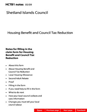 Fillable Online HCTB1 Housing Benefit And Council Tax Benefit Claim