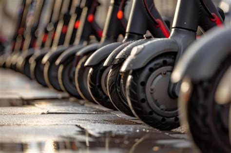 Premium Photo Row Of Black And Red Scooters