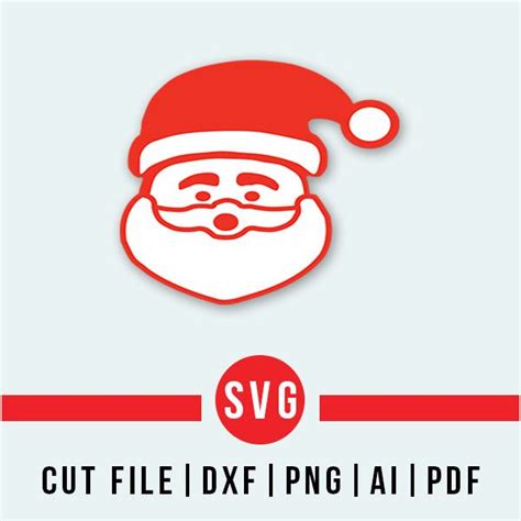 Santa Face Svg Vector Clipart Digital Silhouette And Cricut Etsy