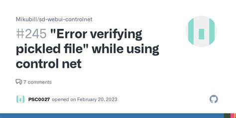 Error Verifying Pickled File While Using Control Net · Issue 245