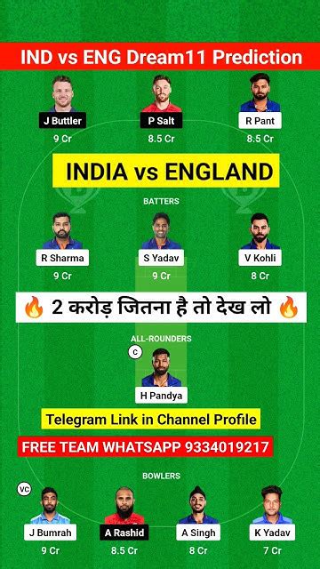 Ind Vs Eng Dream11 Prediction India Vs England T20 World Cup 2024