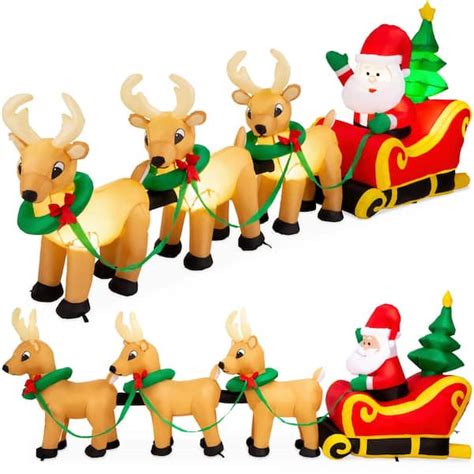 Best Choice Products 3 1 Ft Pre Lit Led Santa Claus And Reindeer