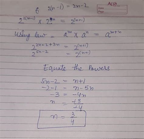 Find The Value Of N In The Given Expression 2 2 N 1 ×2 3n 2 N 1