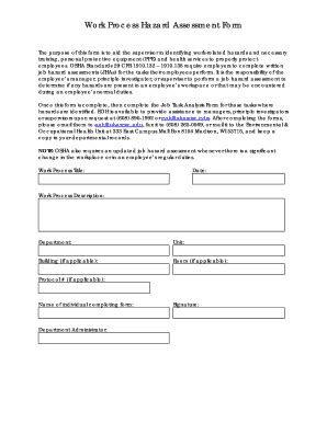 Fillable Online Uhs Wisc Work Process Hazard Assessment BFormb