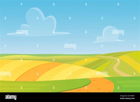 Meadow Cartoon Landscape Great Design For Any Purposes Cartoon Vector Illustration Stock