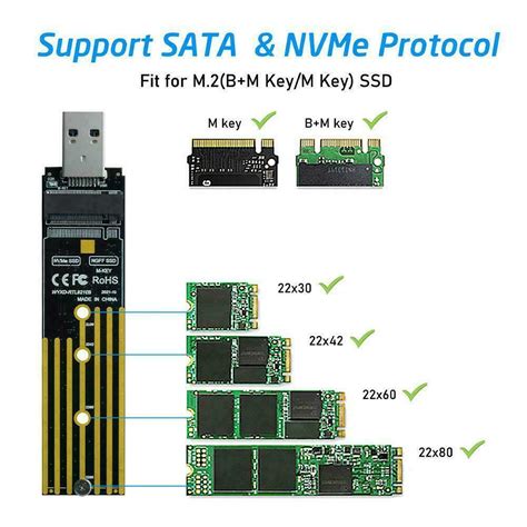 NVMe To USB Adapter M 2 SSD To USB 3 1 Type A Card Key Based PCIe