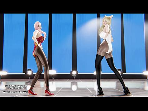 MMD HyunA Lip Hip Ahri Seraphine Sexy Kpop Dance League Of Legends KDA Uncensored Hentai