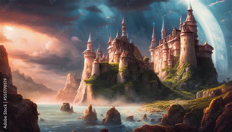 Artistic concept painting of medieval castle Stock Illustration | Adobe ...