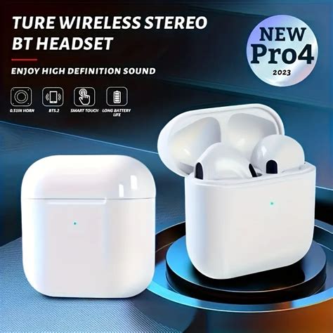 Pro 4 Tws Wireless Headphones Earphone Bluetooth Compatible 5 3 Waterproof Headset With Mic For