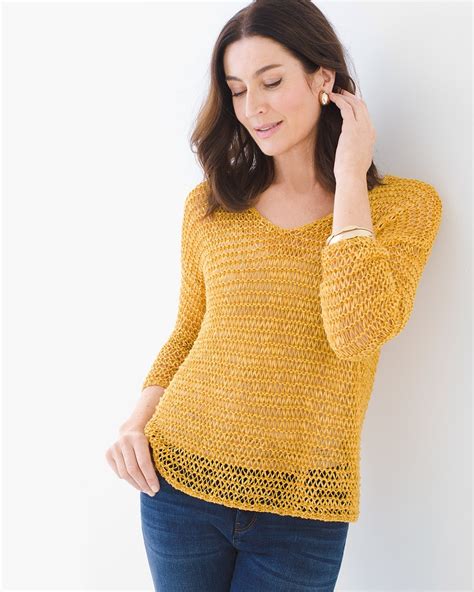 Ribbon Yarn Sweater in Glistening Yellow- NLA - Chico's