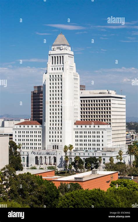 Los Angeles Civic Center On A Clear Hot Summers Day In California Usa