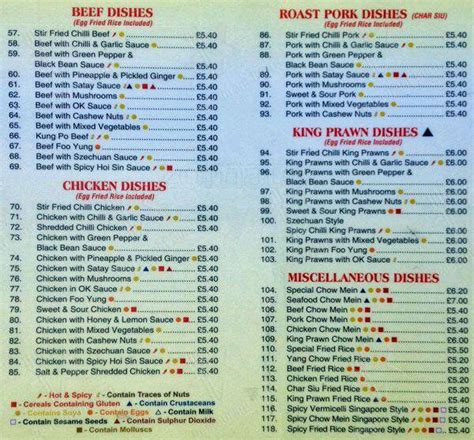 Menu at The Manchu Wok fast food, Manchester