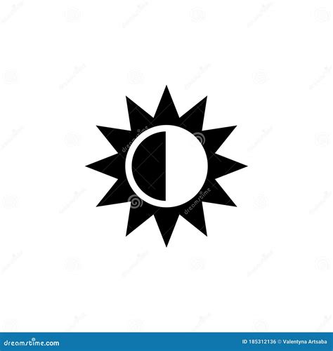 Solar Eclipse Aligned Sun And Moon Flat Vector Icon Illustration